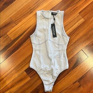 NWT Maniere De Voir Women's Bodysuit in Light Gray